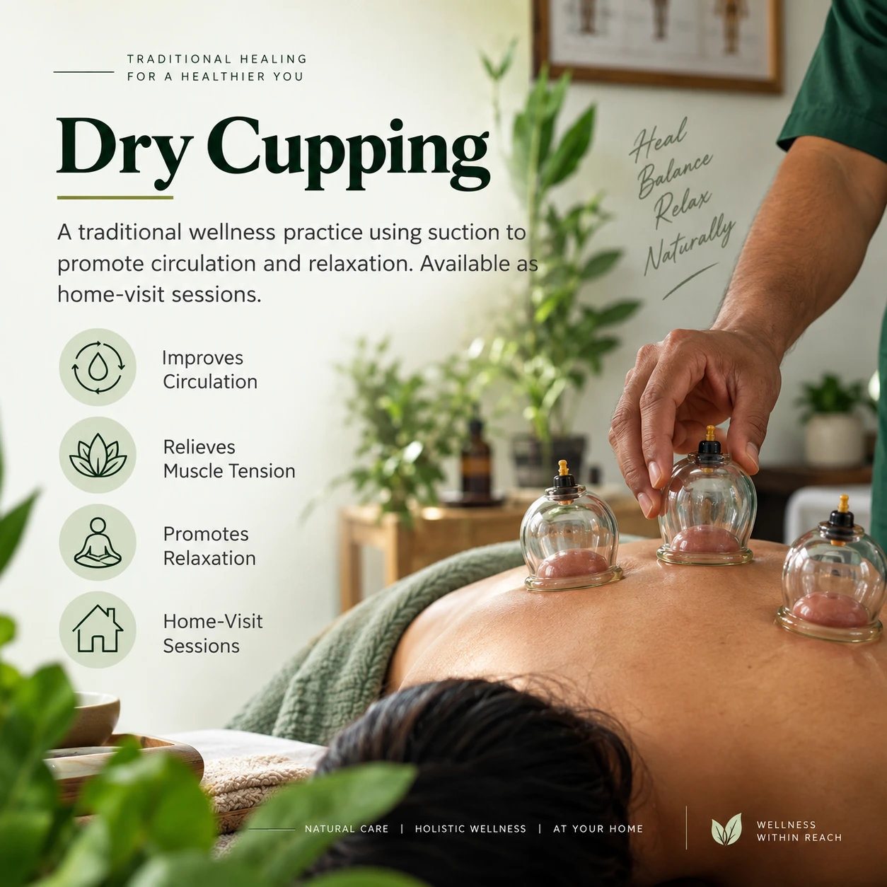 Dry cupping therapy session